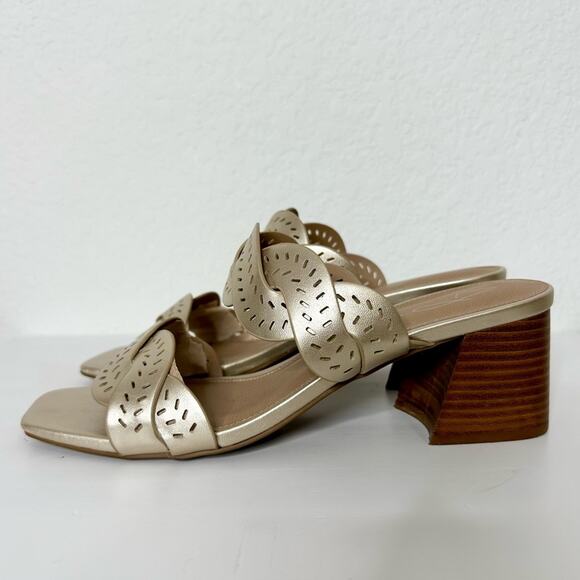 Joie Gold Sandals Size 10 Block Heal - Picture 3 of 6